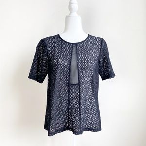BCBGeneration Black Lace Blouse - Small